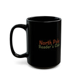 North Pole Reader's Club Mug | Black Ceramic | Holiday Book Lover Design | 11oz & 15oz