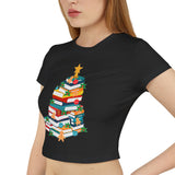 Bookish Christmas Tree Baby Tee | 100% Organic Cotton | Slim Fit | Festive Book Lover Design