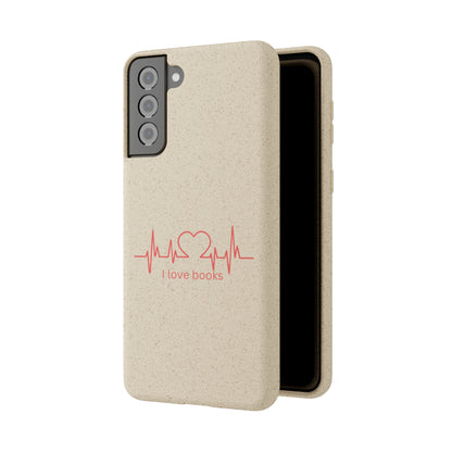 I Love Books Biodegradable Phone Case | Eco-Friendly & Wireless Charging Compatible