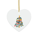 Bookish Christmas Tree Ornament | Ceramic Holiday Decoration for Book Lovers | 4 Shapes Available