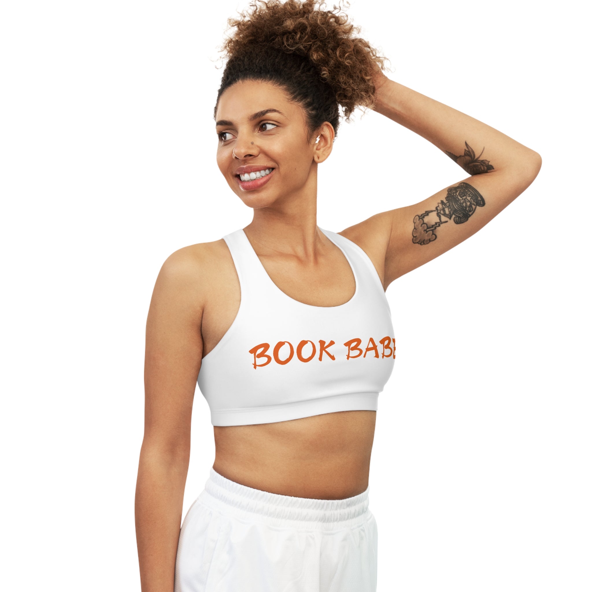 Book Babe Orange - Seamless Sports Bra - Bookish Loving