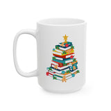 Bookish Christmas Tree Mug | Vivid Ceramic Coffee Mug | Holiday Book Lover’s Gift