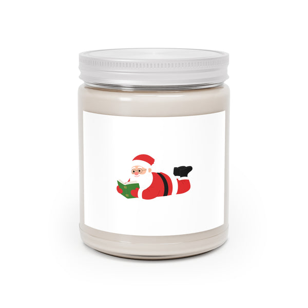 Nerdy Santa | 9oz Soy Wax Candle | Festive Holiday Design | Cozy Scents | Clear Glass Jar