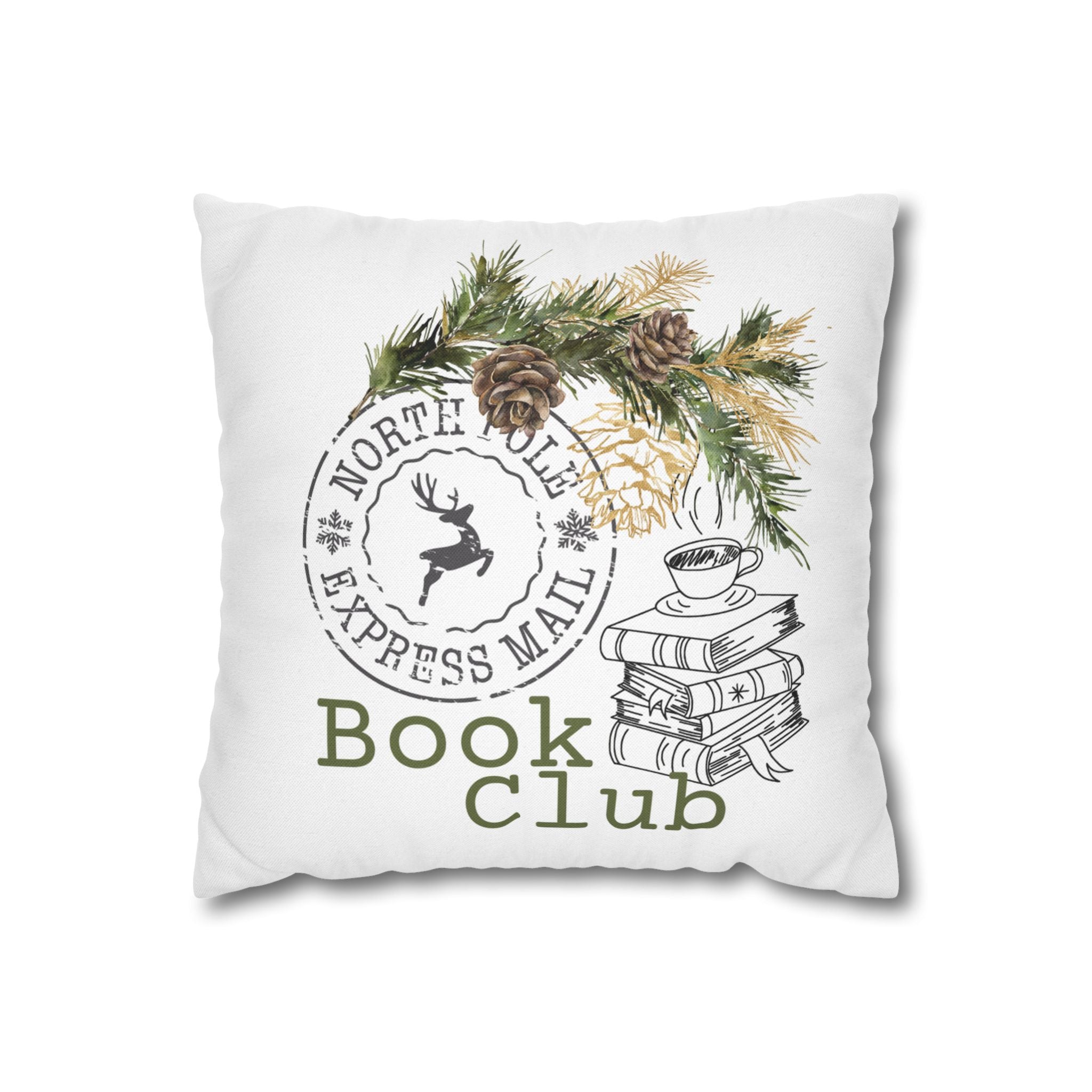 North Pole Book Club Pillowcase | Double-Sided Print | Festive Literary Design | 100% Polyester Cover