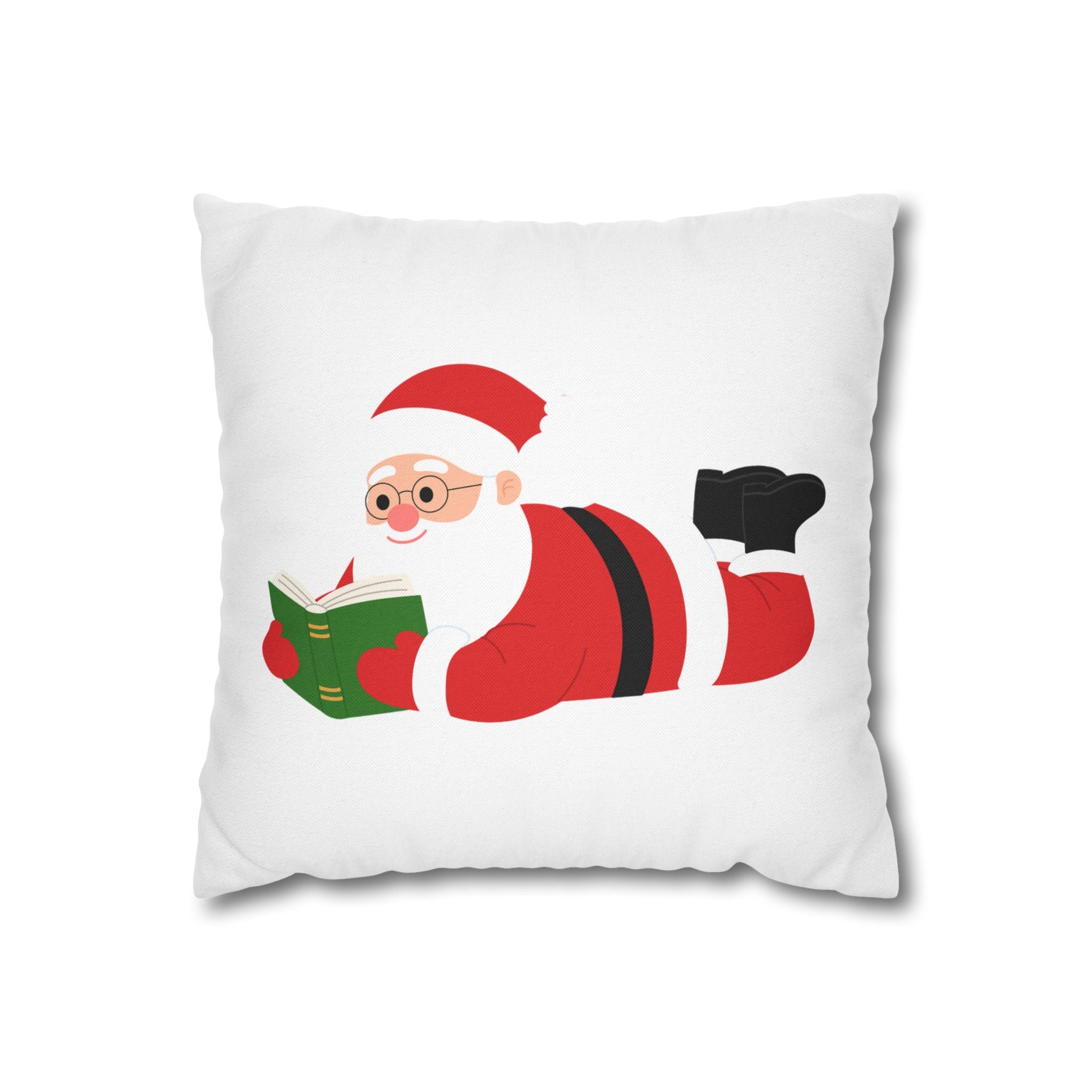 Nerdy Santa Pillowcase | Double-Sided Print | Fun Holiday Design for Book Lovers | 100% Polyester Cover