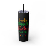 Books Coffee and Christmas Cheer Skinny Tumbler | 20oz Insulated Stainless Steel | Includes Straw | Perfect for Hot & Cold Drinks