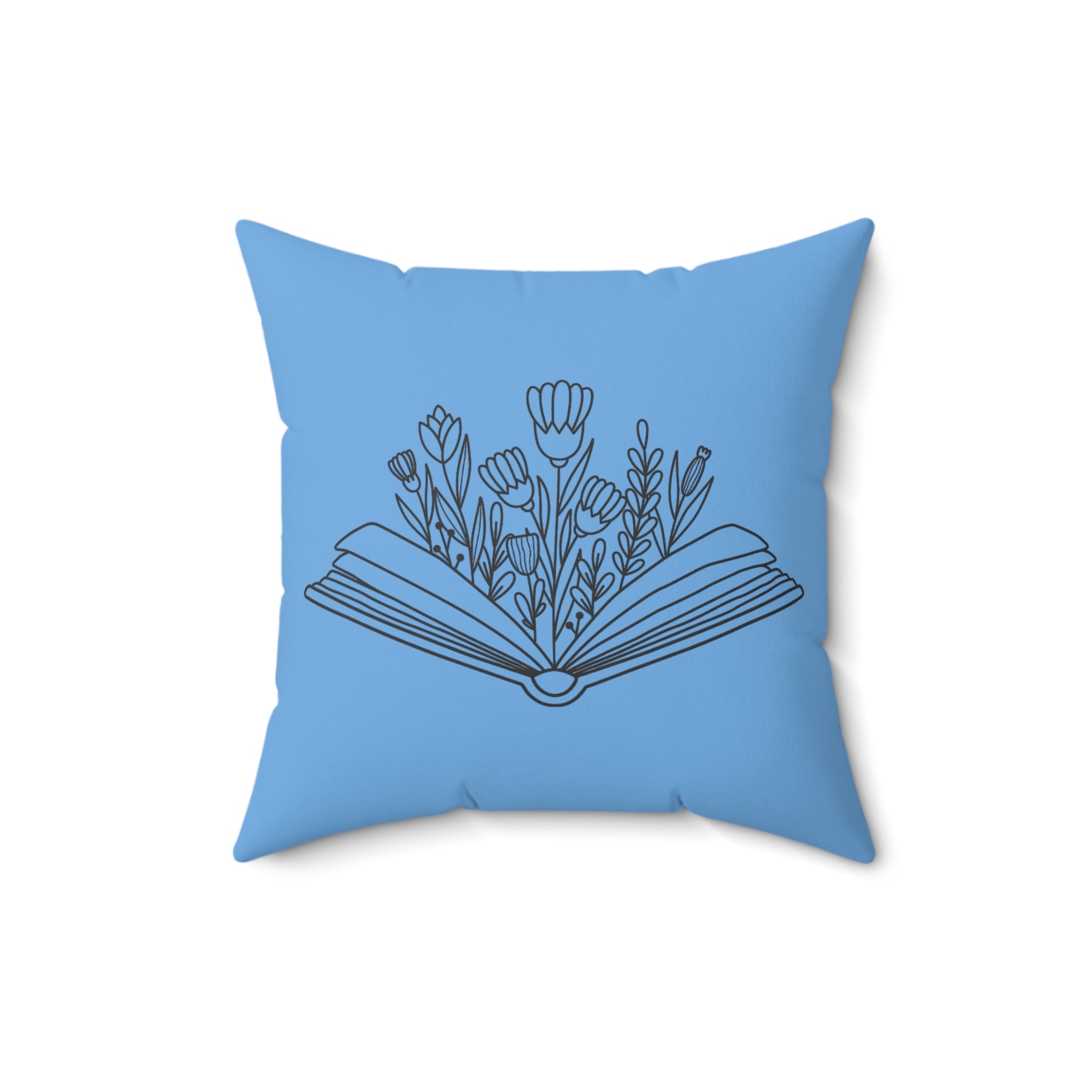 Blue Book Garden Spun Polyester Square Pillow | Literary-Inspired Design | Comfortable Home Decor | Perfect Gift for Book Lovers | 16" x 16" Size