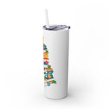 Bookish Christmas Tree Skinny Tumbler | 20oz | Double-Wall Insulation | Holiday Book Lover Design