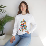 Bookish Christmas Tree Crewneck | Cozy Unisex Fit | Festive Holiday Design | Perfect for Book Lovers | Ethically Made