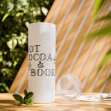 Hot Cocoa and Books Skinny Tumbler | 20oz | Double-Wall Insulation | Cozy Holiday Design