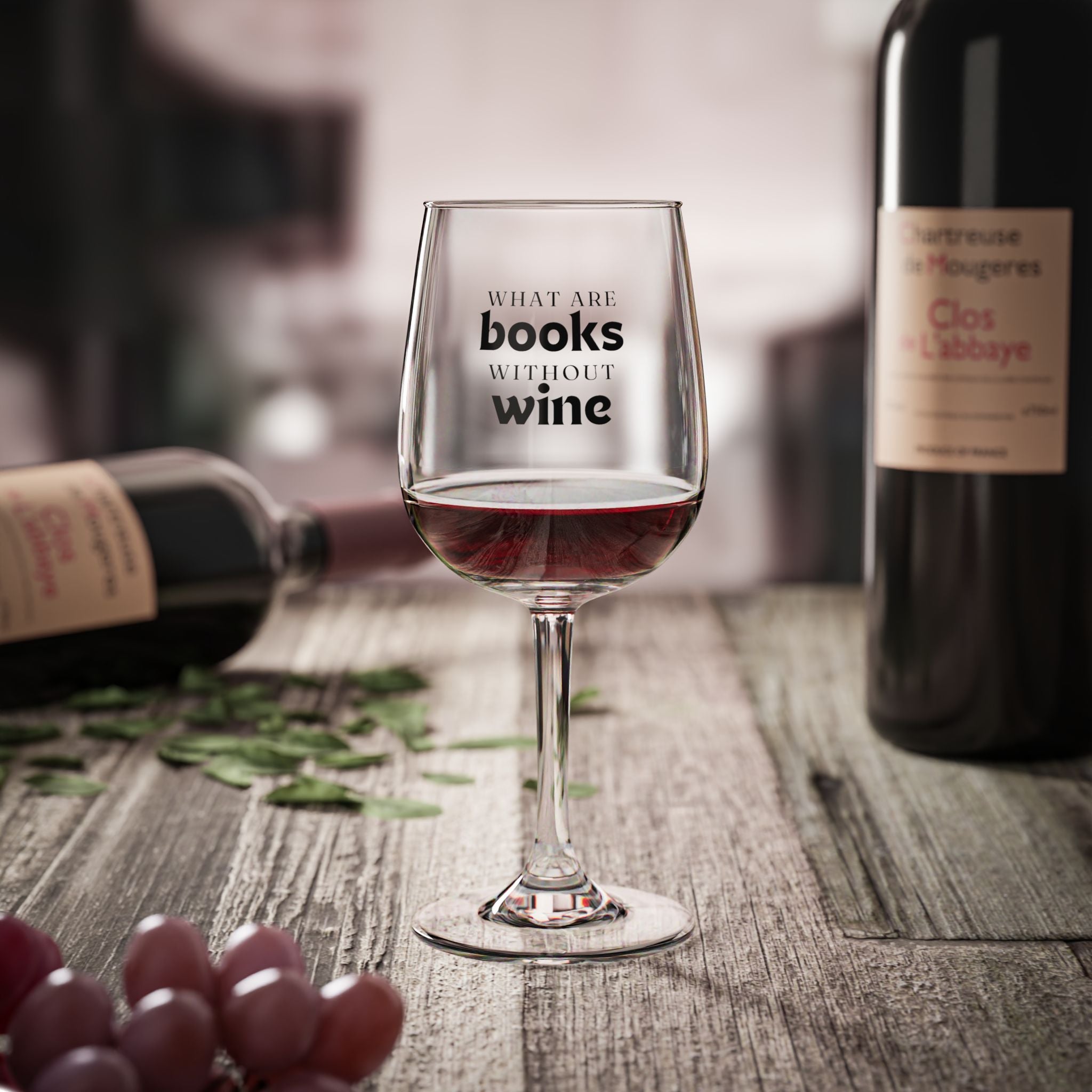 Books Without Wine - Stemmed Wine Glass - Bookish Loving