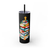 Bookish Christmas Tree Skinny Tumbler | 20oz | Double-Wall Insulation | Holiday Book Lover Design