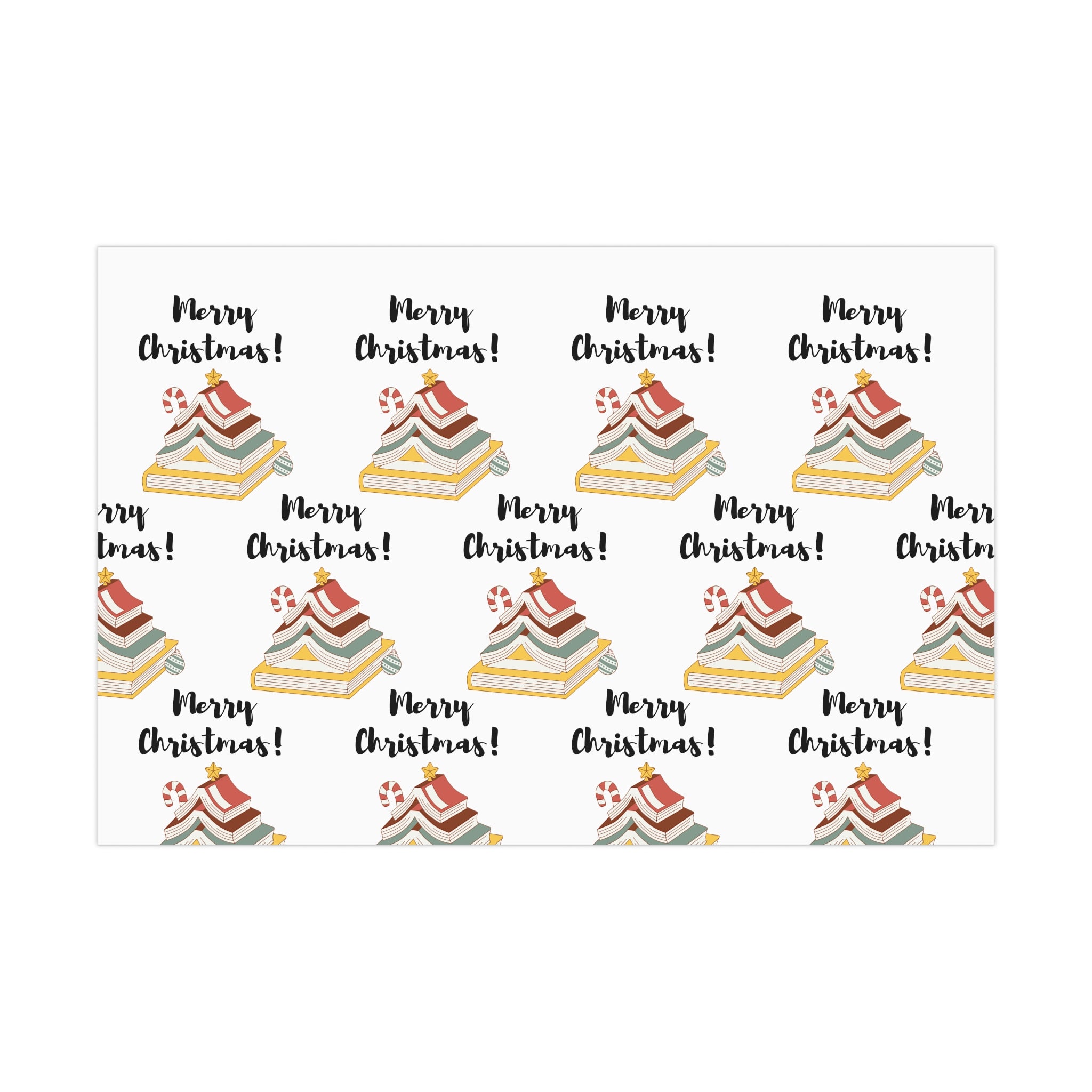 Merry Christmas with Bookish Christmas Tree Wrapping Paper | Festive Literary Gift Wrap | Available in Matte & Satin Finishes | Eco-Friendly Printed Gift Wrap