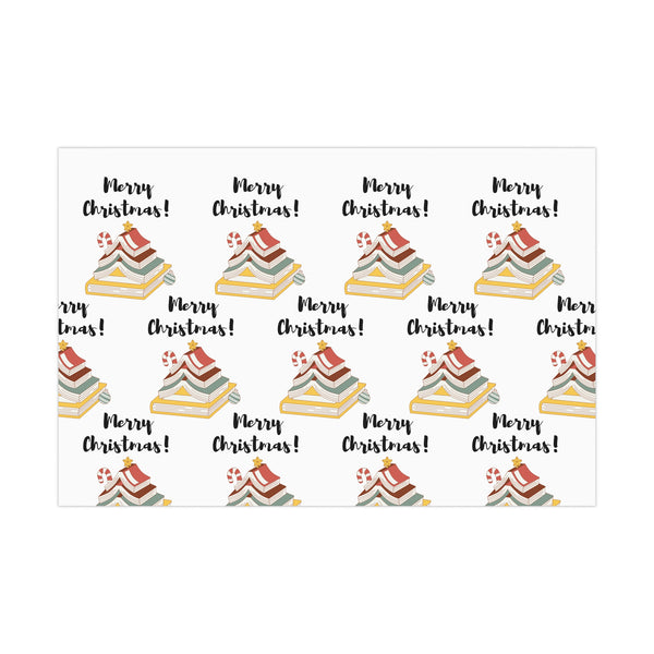 Merry Christmas with Bookish Christmas Tree Wrapping Paper | Festive Literary Gift Wrap | Available in Matte & Satin Finishes | Eco-Friendly Printed Gift Wrap