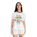 Books Coffee and Christmas Cheer Women’s Pajama Set | Relaxed Fit Two-Piece | Cozy Holiday Loungewear