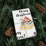 Merry Christmas with Bookish Christmas Tree Wrapping Paper | Festive Literary Gift Wrap | Available in Matte & Satin Finishes | Eco-Friendly Printed Gift Wrap