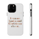 I Run on Books and Christmas Cheer | Custom Impact Resistant iPhone Case | Holiday Design | Durable and Slim Fit | Fits Multiple iPhone Models