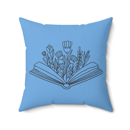 Blue Book Garden Spun Polyester Square Pillow | Literary-Inspired Design | Comfortable Home Decor | Perfect Gift for Book Lovers | 16" x 16" Size
