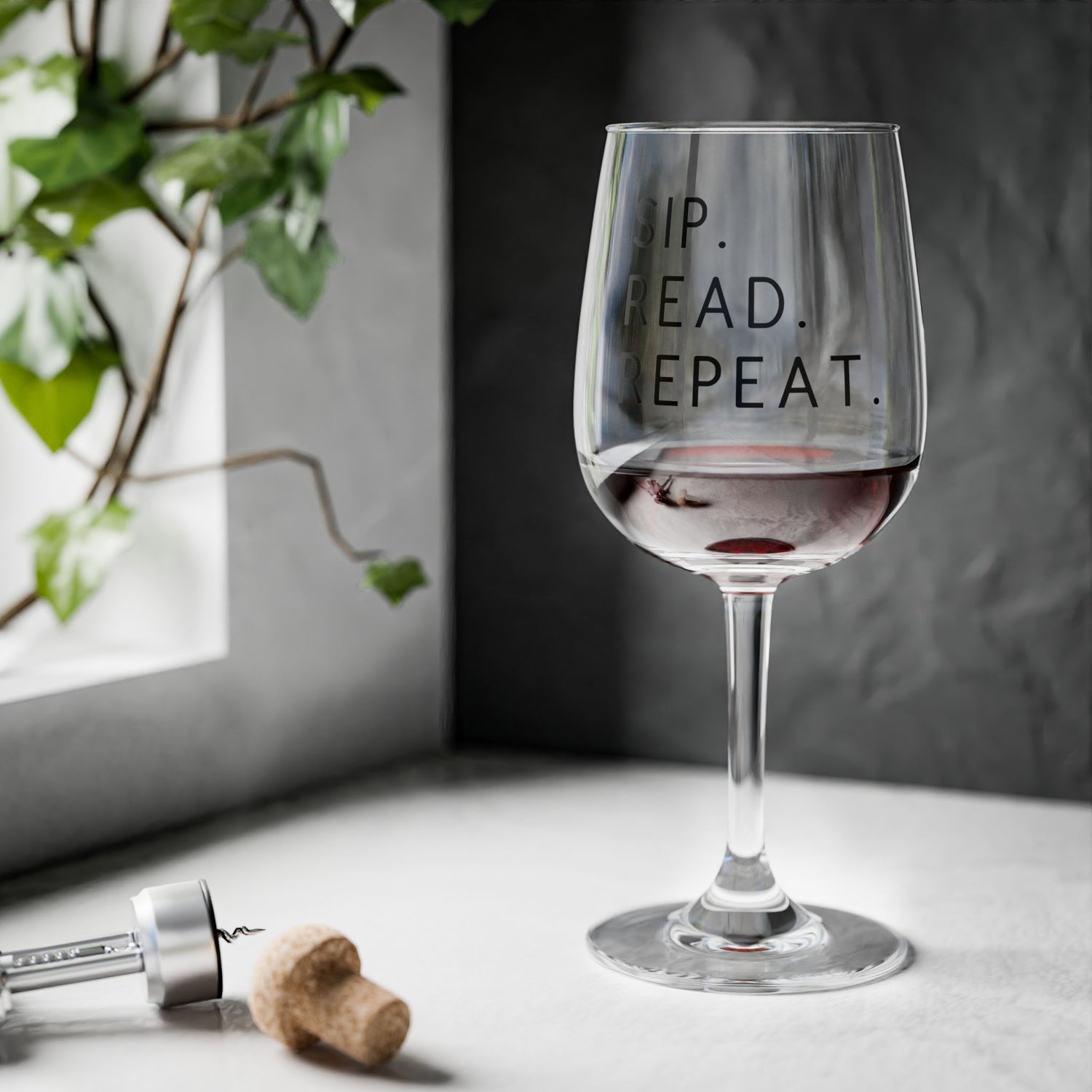 Sip Read Repeat - Stemmed Wine Glass - Bookish Loving