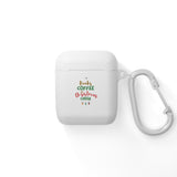 Books Coffee and Christmas Cheer AirPods Case Cover | Protective TPU with Carabiner | Fits AirPods & AirPods Pro