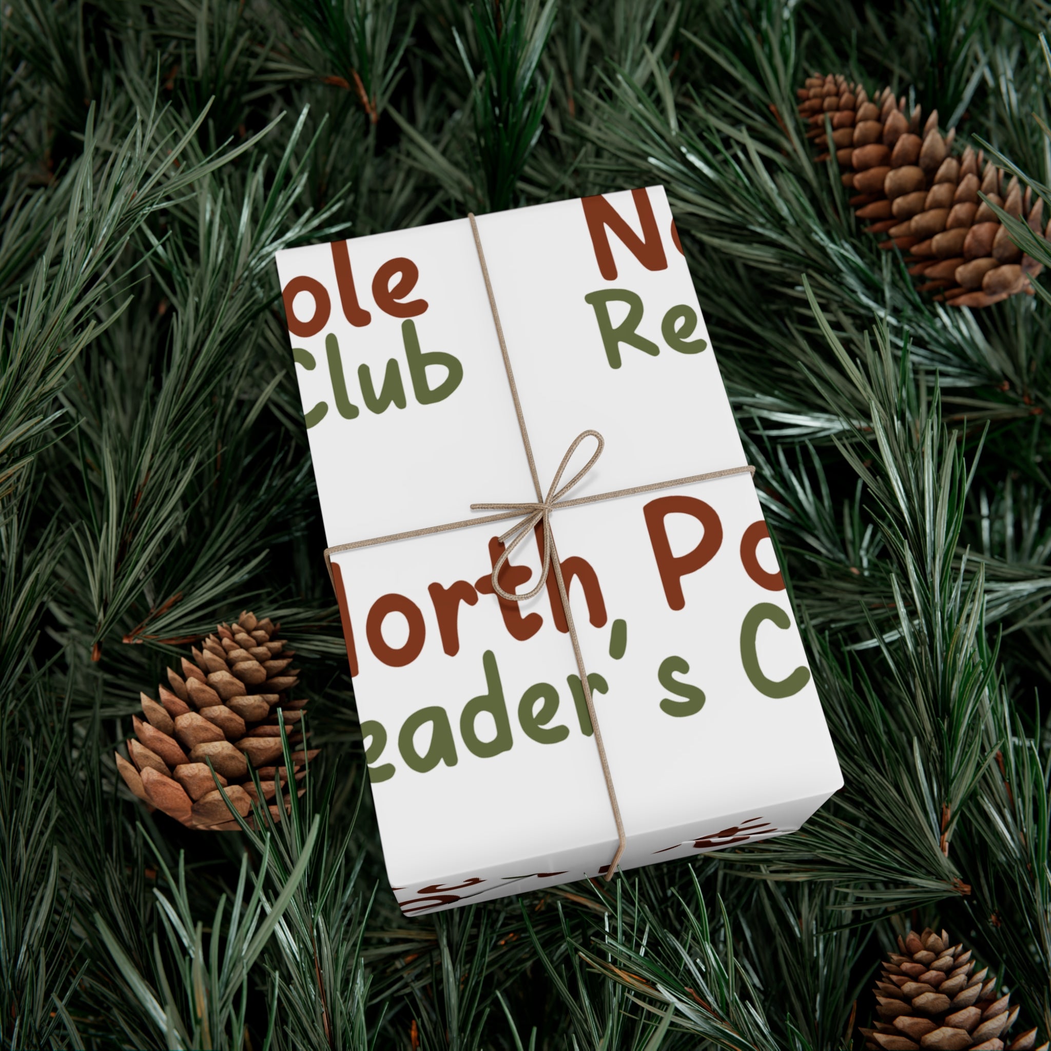 North Pole Reader's Club Wrapping Paper | Festive Book Lover Gift Wrap | Available in Matte & Satin Finishes | Eco-Friendly Printed Gift Wrap