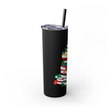 Bookish Christmas Tree Skinny Tumbler | 20oz | Double-Wall Insulation | Holiday Book Lover Design