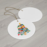 Bookish Christmas Tree Ornament | Ceramic Holiday Decoration for Book Lovers | 4 Shapes Available