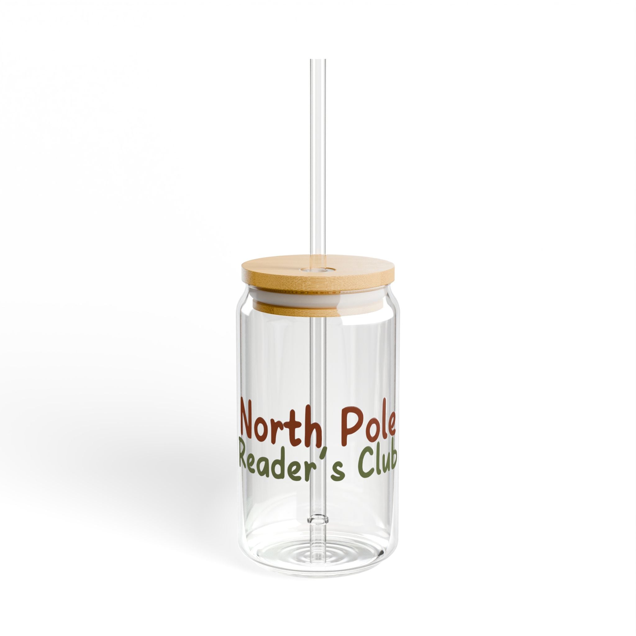 North Pole Reader's Club | 16oz Sipper Glass | Holiday-Inspired Design | Perfect for Seasonal Sipping | BPA-Free Glassware