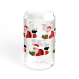 Nerdy Santa | 16oz Sipper Glass | Fun Holiday Design for Book Lovers | Christmas Cheer | Perfect for Seasonal Drinks