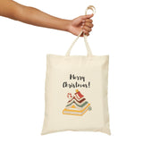 Merry Christmas Tote Bag with Bookish Christmas Tree | 100% Cotton Canvas | Festive Tote for Book Lovers | Natural Color Only