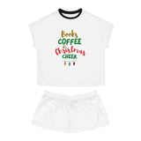 Books Coffee and Christmas Cheer Women’s Pajama Set | Relaxed Fit Two-Piece | Cozy Holiday Loungewear