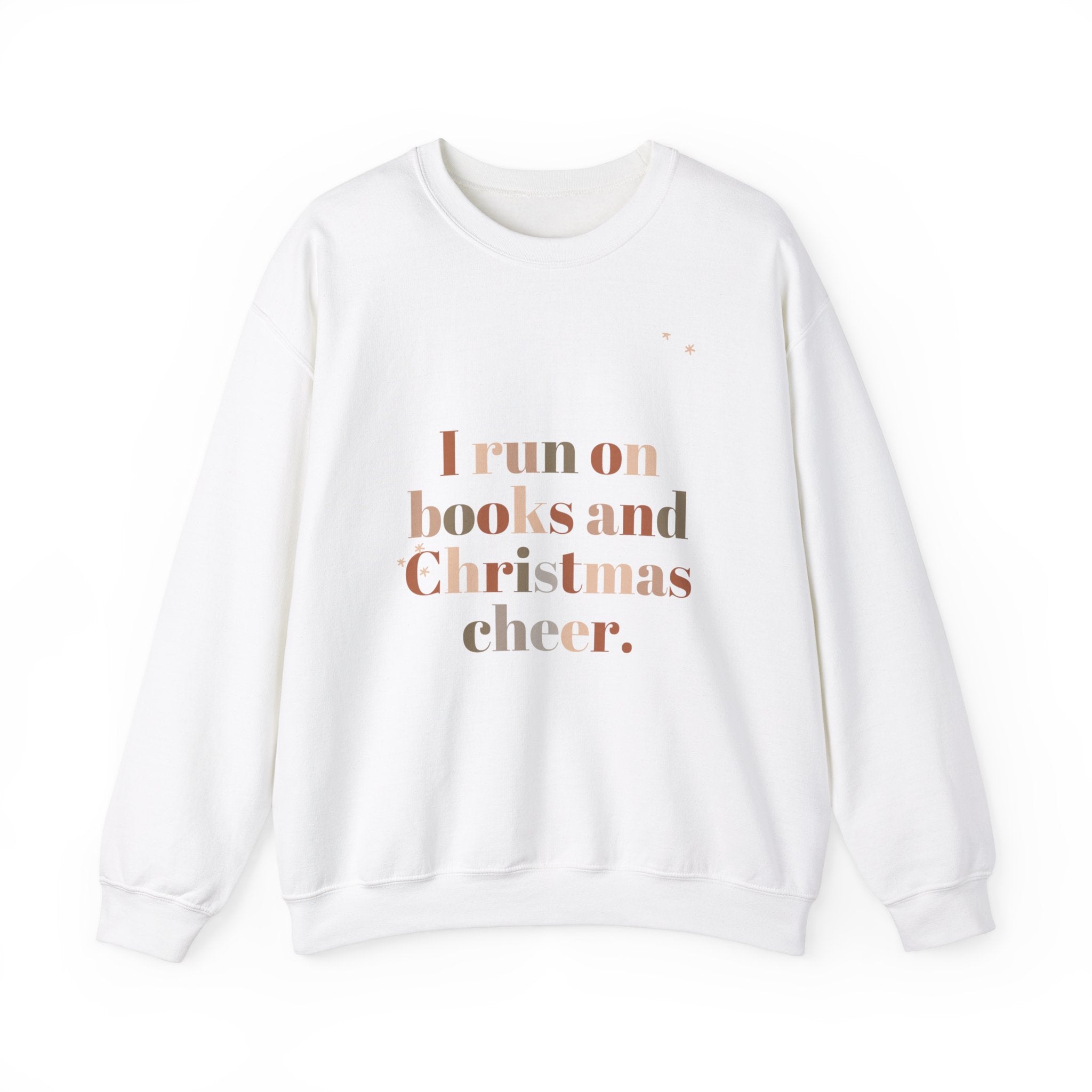 I Run on Books and Christmas Cheer Crewneck | Cozy Holiday Sweatshirt | Festive Book Lover Gift | Unisex Sizes for Readers