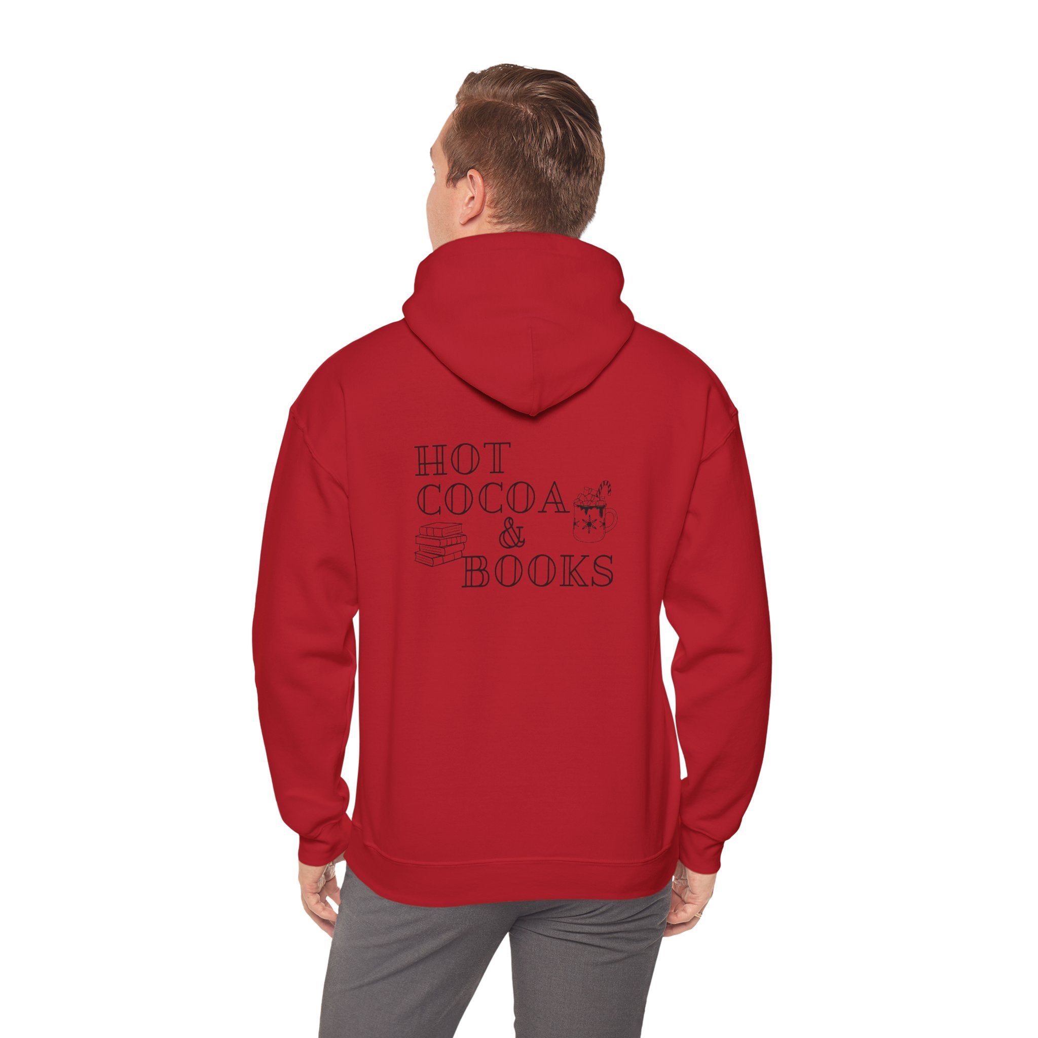 Hot Cocoa and Books Hoodie | Cozy Winter Design | Cotton-Polyester Blend | Perfect for Book Lovers