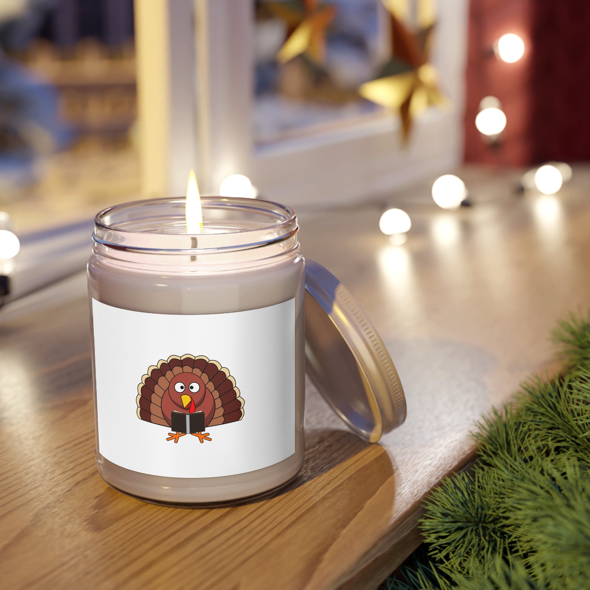 Turkey Reading a Book Scented Candle | Cozy Fall Fragrance | Thanksgiving-Themed Candle | Perfect for Book Lovers