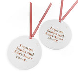 I Run on Books and Christmas Cheer Metal Christmas Ornaments | Durable White Aluminum | 4 Shapes Available