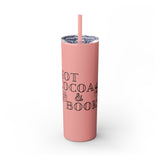 Hot Cocoa and Books Skinny Tumbler | 20oz | Double-Wall Insulation | Cozy Holiday Design