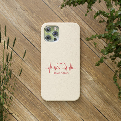 I Love Books Biodegradable Phone Case | Eco-Friendly & Wireless Charging Compatible