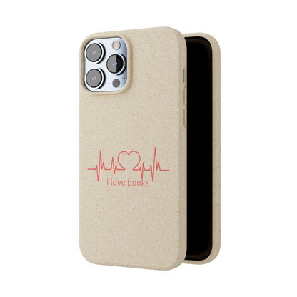 I Love Books Biodegradable Phone Case | Eco-Friendly & Wireless Charging Compatible