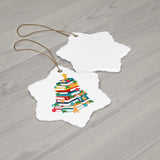 Bookish Christmas Tree Ornament | Ceramic Holiday Decoration for Book Lovers | 4 Shapes Available