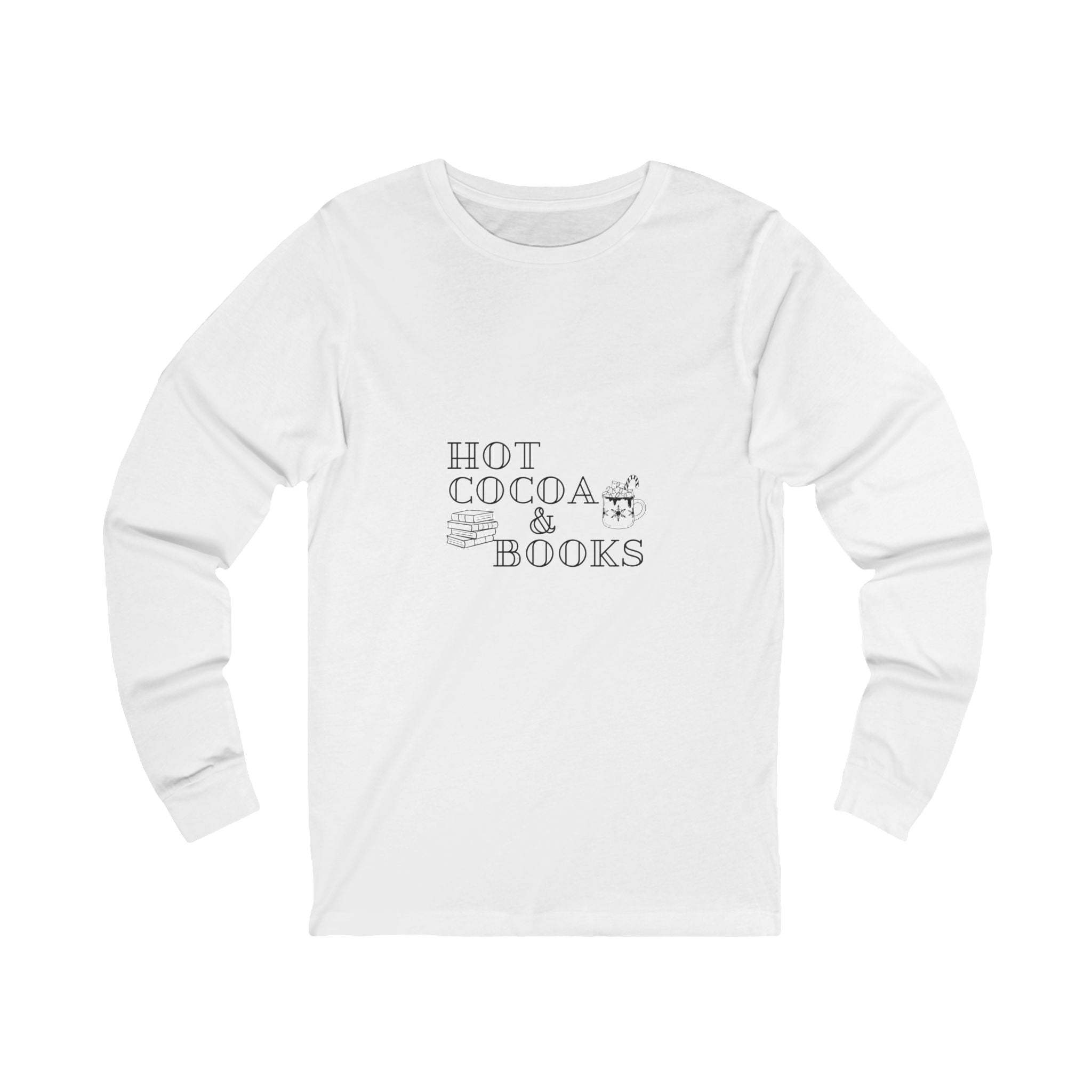 Hot Cocoa and Books Long Sleeve Tee | 100% Cotton | Cozy Winter Vibes | Unisex Fit