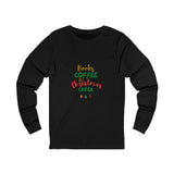 Books Coffee and Christmas Cheer Long Sleeve Shirt | Unisex Lightweight Tee | Cozy Holiday Style for Book Lovers