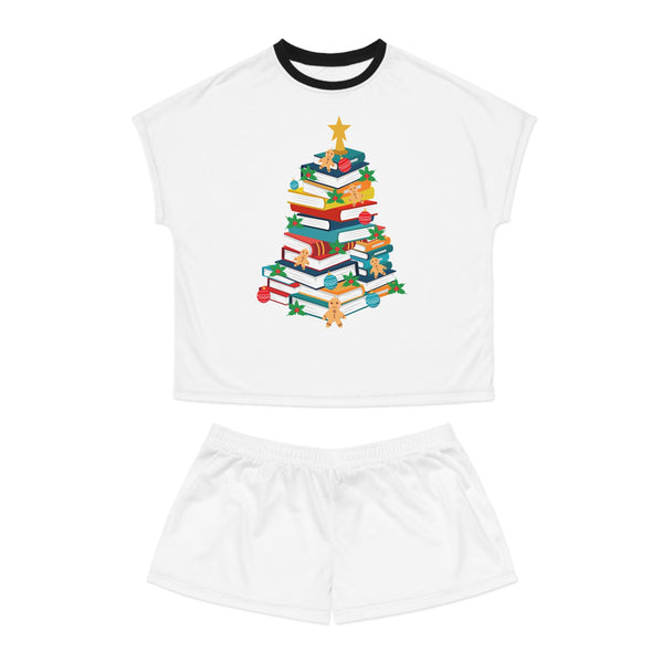 Bookish Christmas Tree | Women's Short Pajama Set | Cozy Comfort Meets Holiday Cheer