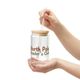 North Pole Reader's Club | 16oz Sipper Glass | Holiday-Inspired Design | Perfect for Seasonal Sipping | BPA-Free Glassware