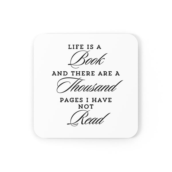 Life Is a Book Cork Coaster | High-Gloss Top | Non-Slip Cork Back | Inspirational Design