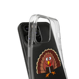 Turkey Reading a Book Clear Silicone Phone Case | Thanksgiving-Themed Design | Durable and Flexible | Perfect for Book Lovers | Compatible with iPhone Models