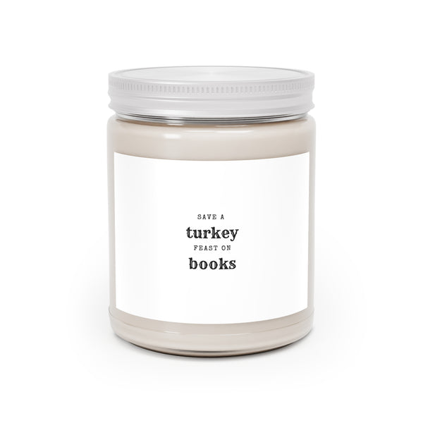 Save a Turkey Feast on Books Scented Candle | Cozy Thanksgiving Candle | Perfect for Book Lovers