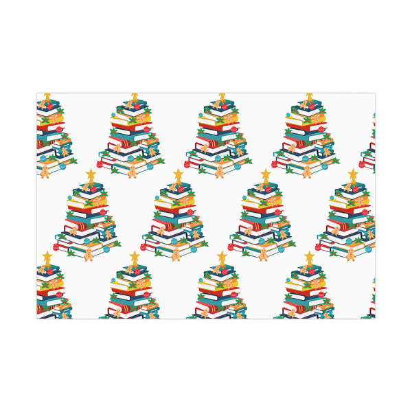 Bookish Christmas Tree Wrapping Paper | Festive Holiday Gift Wrap Design | Available in Matte & Satin Finishes | Eco-Friendly Printed Gift Wrap