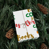 Books Coffee and Christmas Cheer Custom Gift Wrap Paper | Matte & Satin Finishes | Eco-Friendly GreenGuard Certified Inks