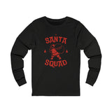 Santa Squad Long-Sleeved Tee | Santa with Book Bag Design | 'Better Be Books' Festive Slogan | Holiday-Themed Shirt | Unisex Fit for Book Lovers