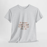 I Run on Books and Christmas Cheer Cotton Tee | Festive Holiday Shirt for Book Lovers | Comfortable and Stylish Gift | Unisex Sizes